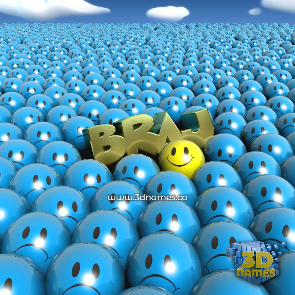 braj in Special Smileys style - 3D name wallpaper
