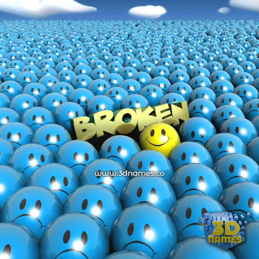 broken in Special Smileys style - 3D name wallpaper