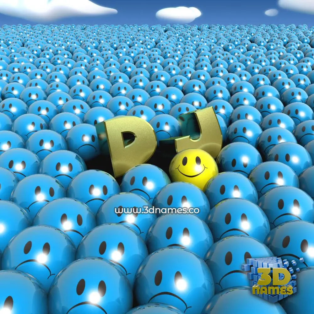 d j in Special Smileys style - 3D name wallpaper