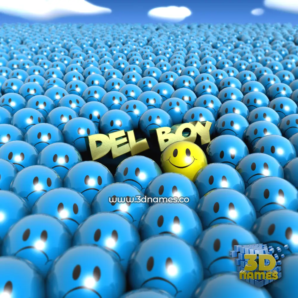 del boy in Special Smileys style - 3D name wallpaper