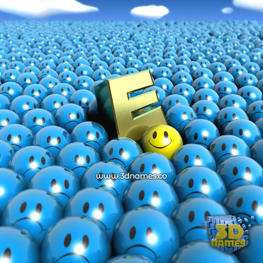 e in Special Smileys style - 3D name wallpaper
