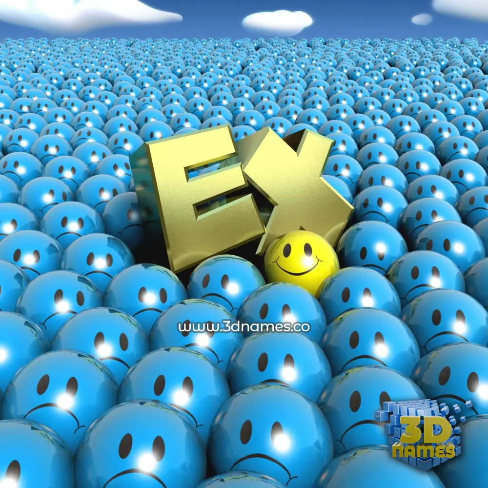 ex in Special Smileys style - 3D name wallpaper