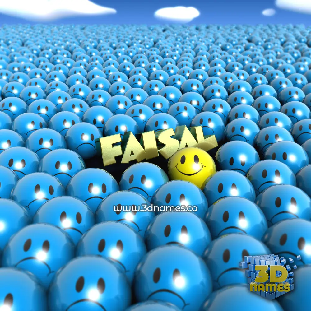 faisal in Special Smileys style - 3D name wallpaper