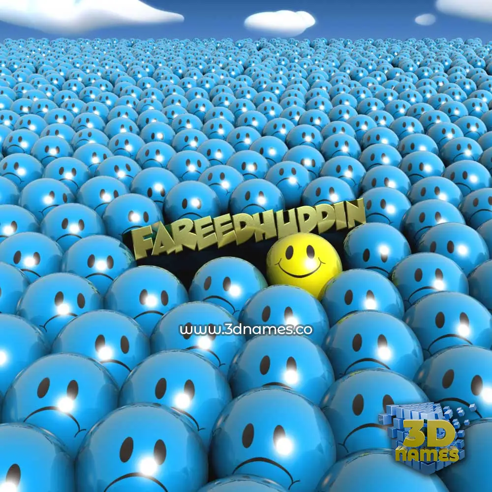 fareedhuddin in Special Smileys style - 3D name wallpaper