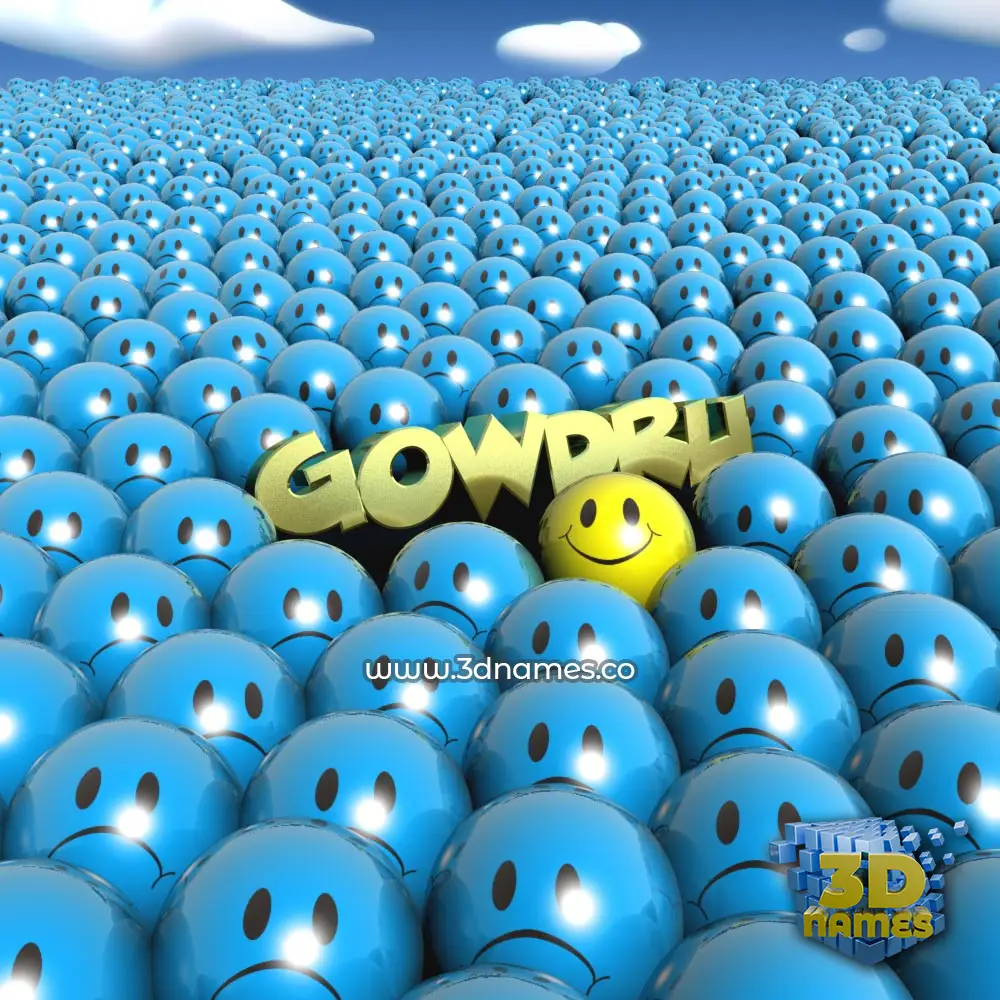 gowdru in Special Smileys style - 3D name wallpaper