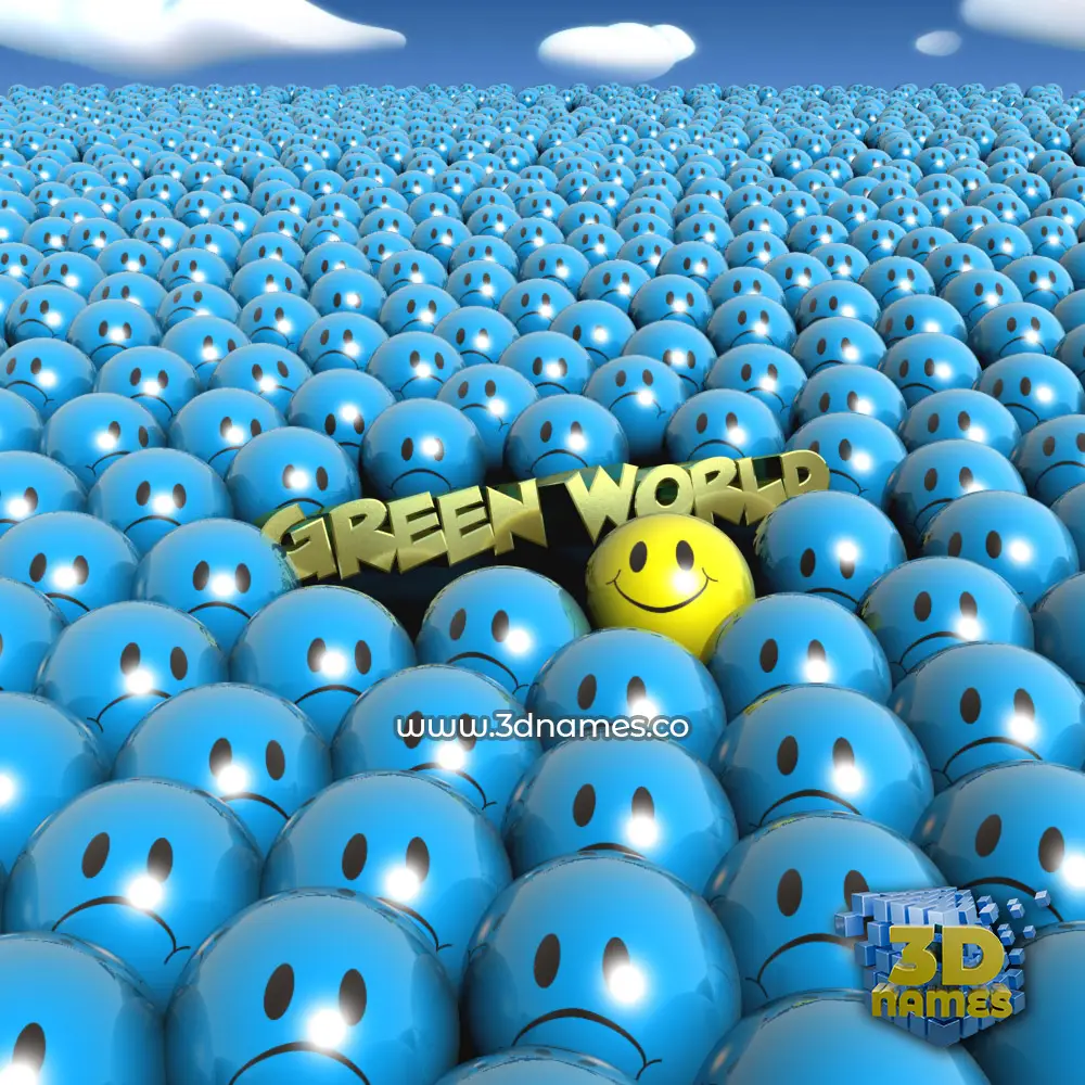 green world in Special Smileys style - 3D name wallpaper