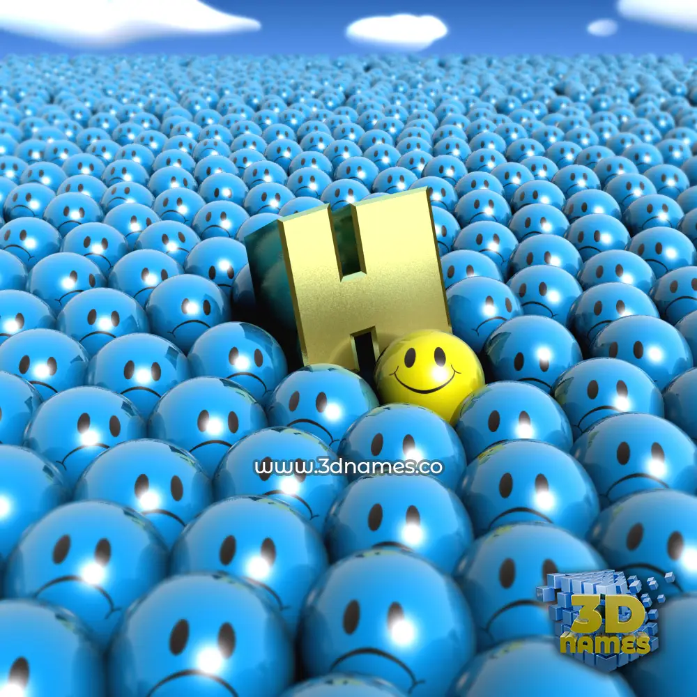 h in Special Smileys style - 3D name wallpaper