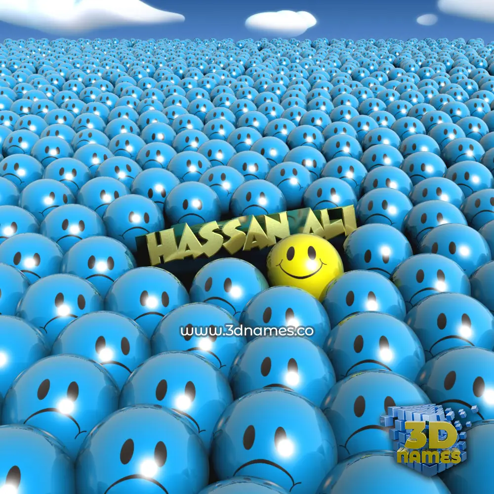 hassan ali in Special Smileys style - 3D name wallpaper