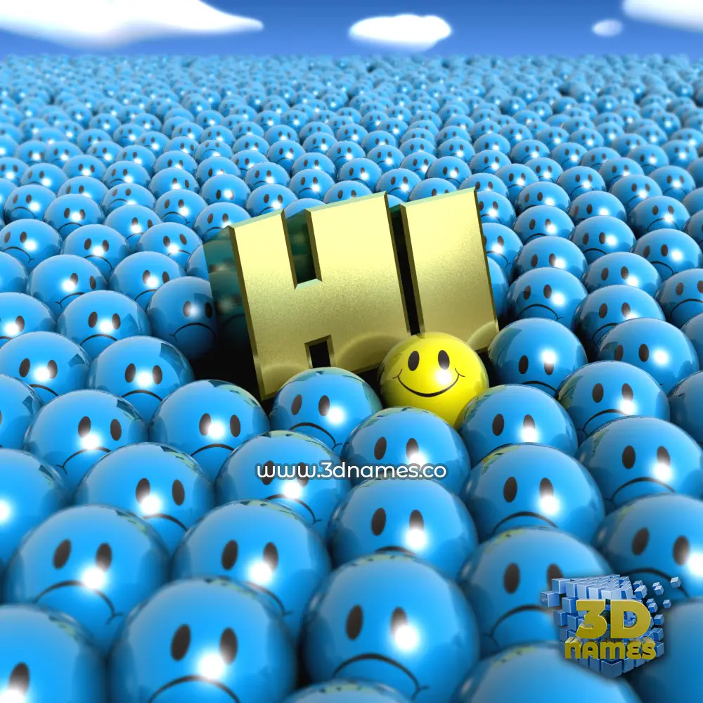 hi in Special Smileys style - 3D name wallpaper
