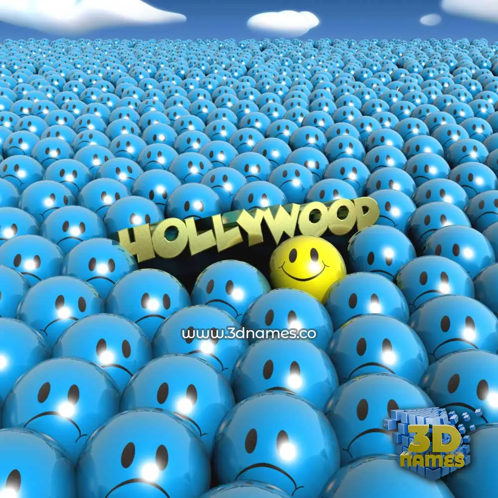 hollywood in Special Smileys style - 3D name wallpaper
