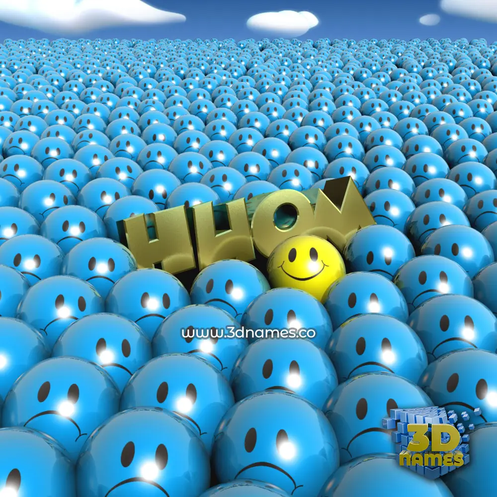 huom in Special Smileys style - 3D name wallpaper