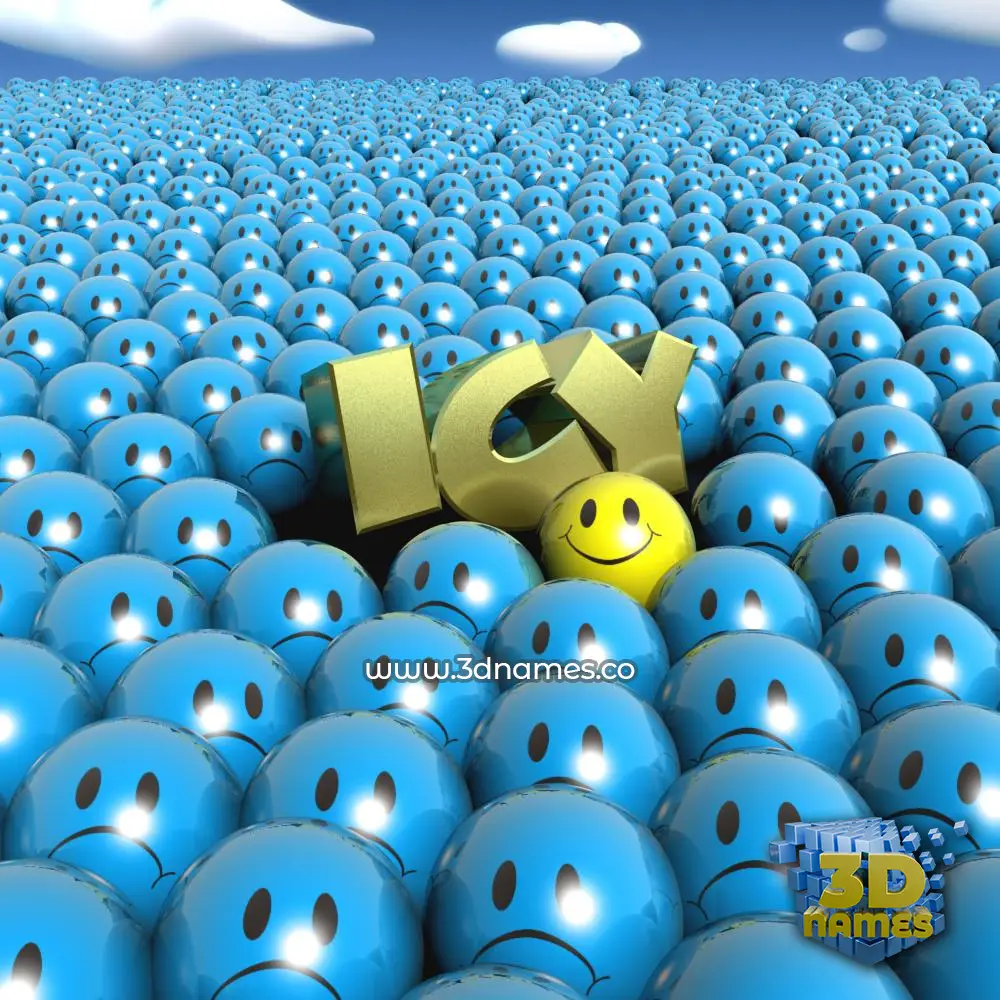 icy in Special Smileys style - 3D name wallpaper