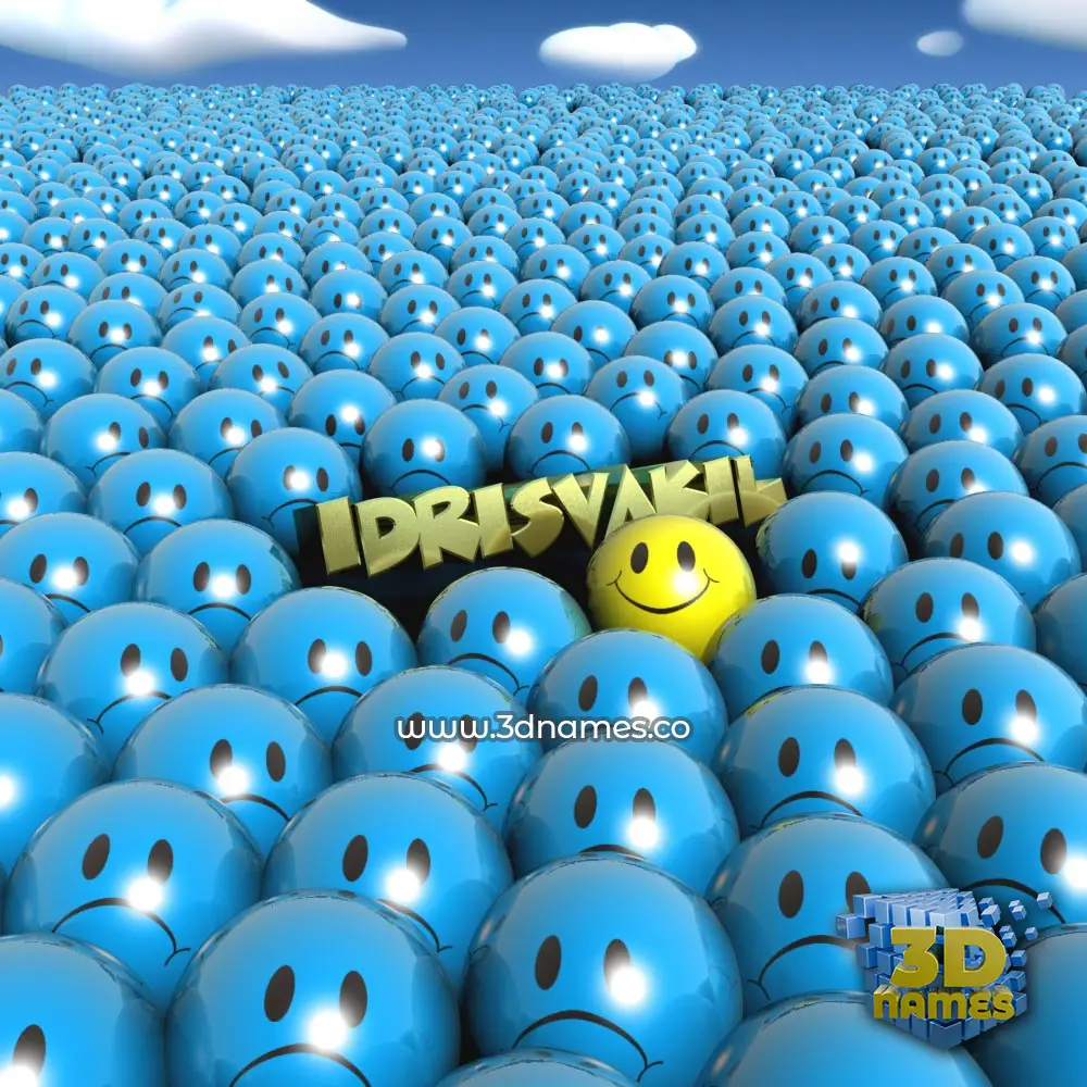 idrisvakil in Special Smileys style - 3D name wallpaper