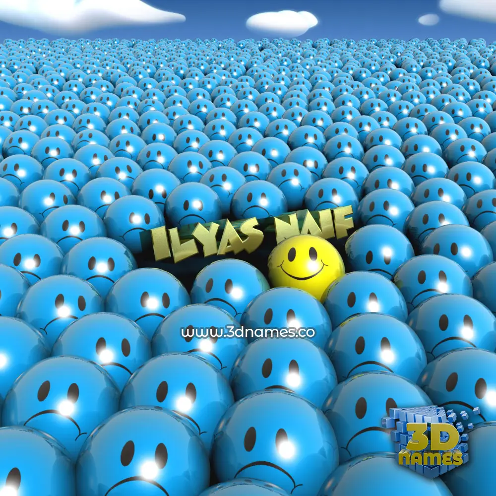 ilyas naif in Special Smileys style - 3D name wallpaper