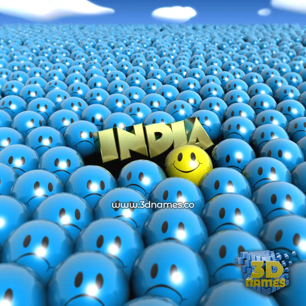 india in Special Smileys style - 3D name wallpaper