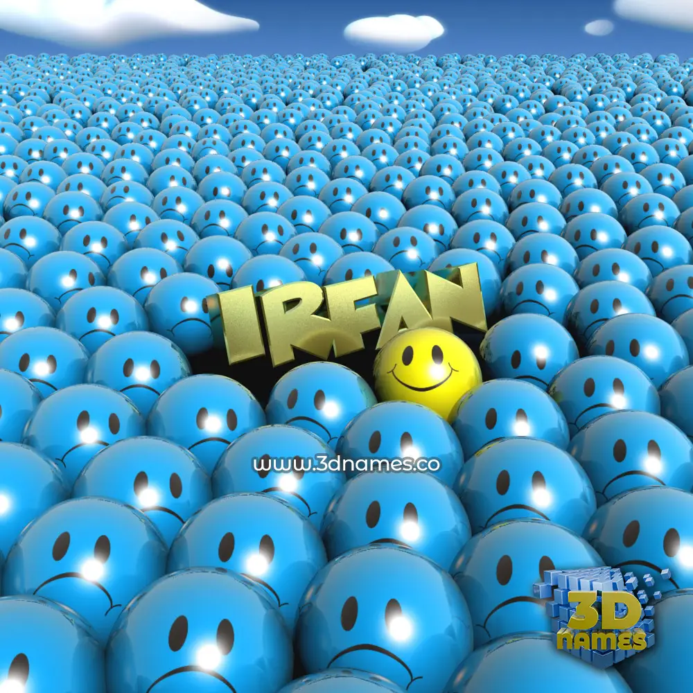 irfan in Special Smileys style - 3D name wallpaper