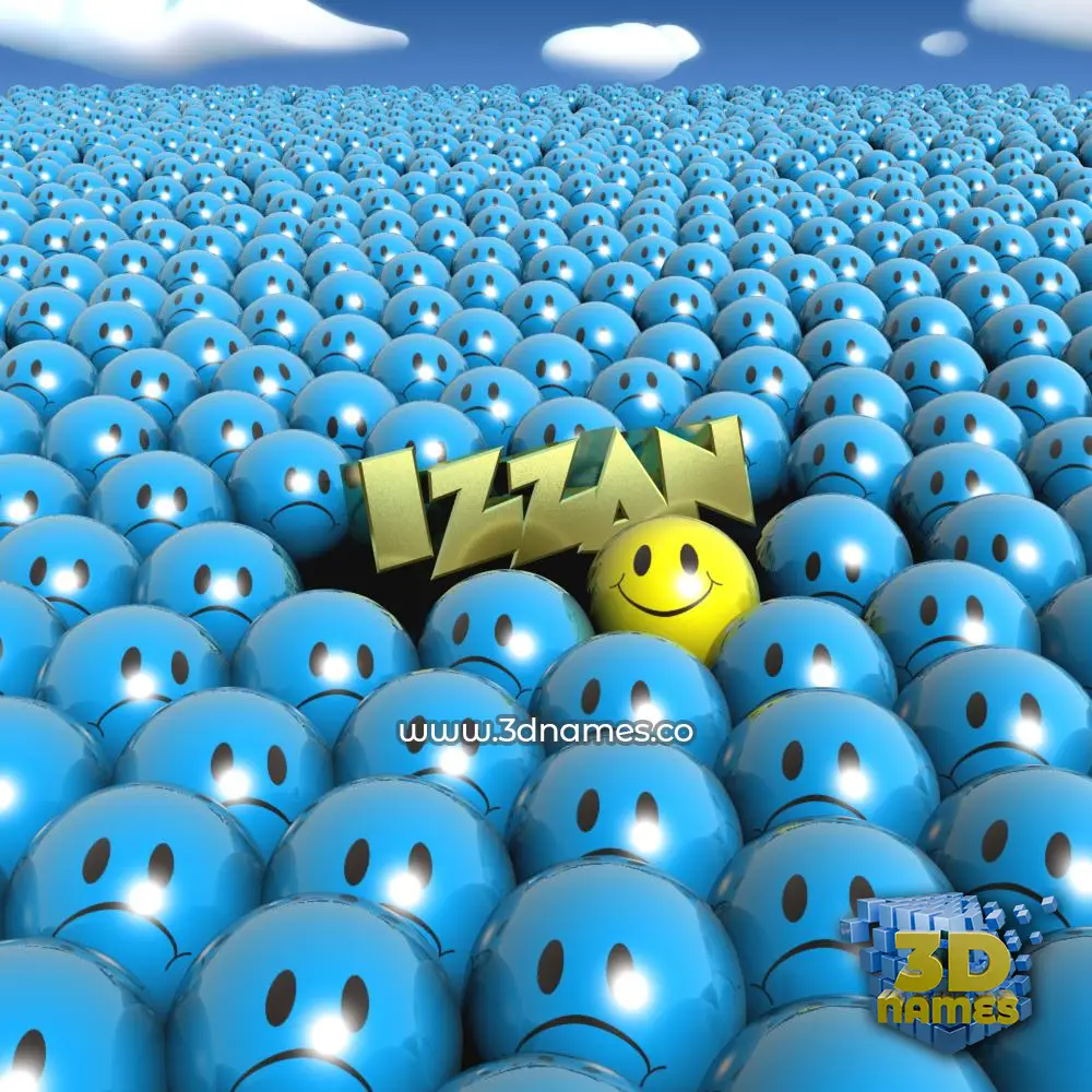 izzan in Special Smileys style - 3D name wallpaper