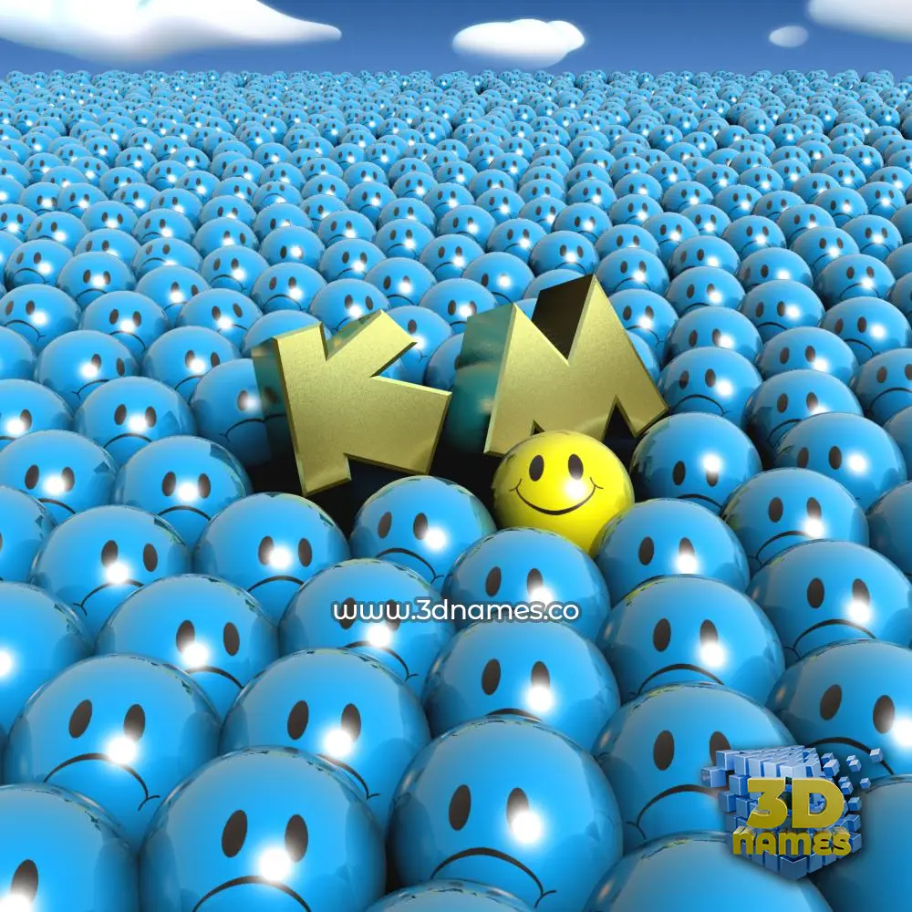 k m in Special Smileys style - 3D name wallpaper