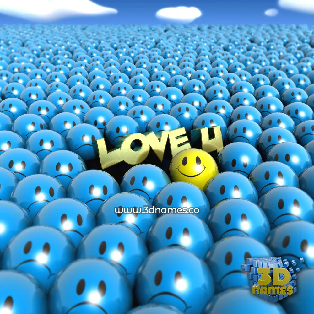 love u in Special Smileys style - 3D name wallpaper