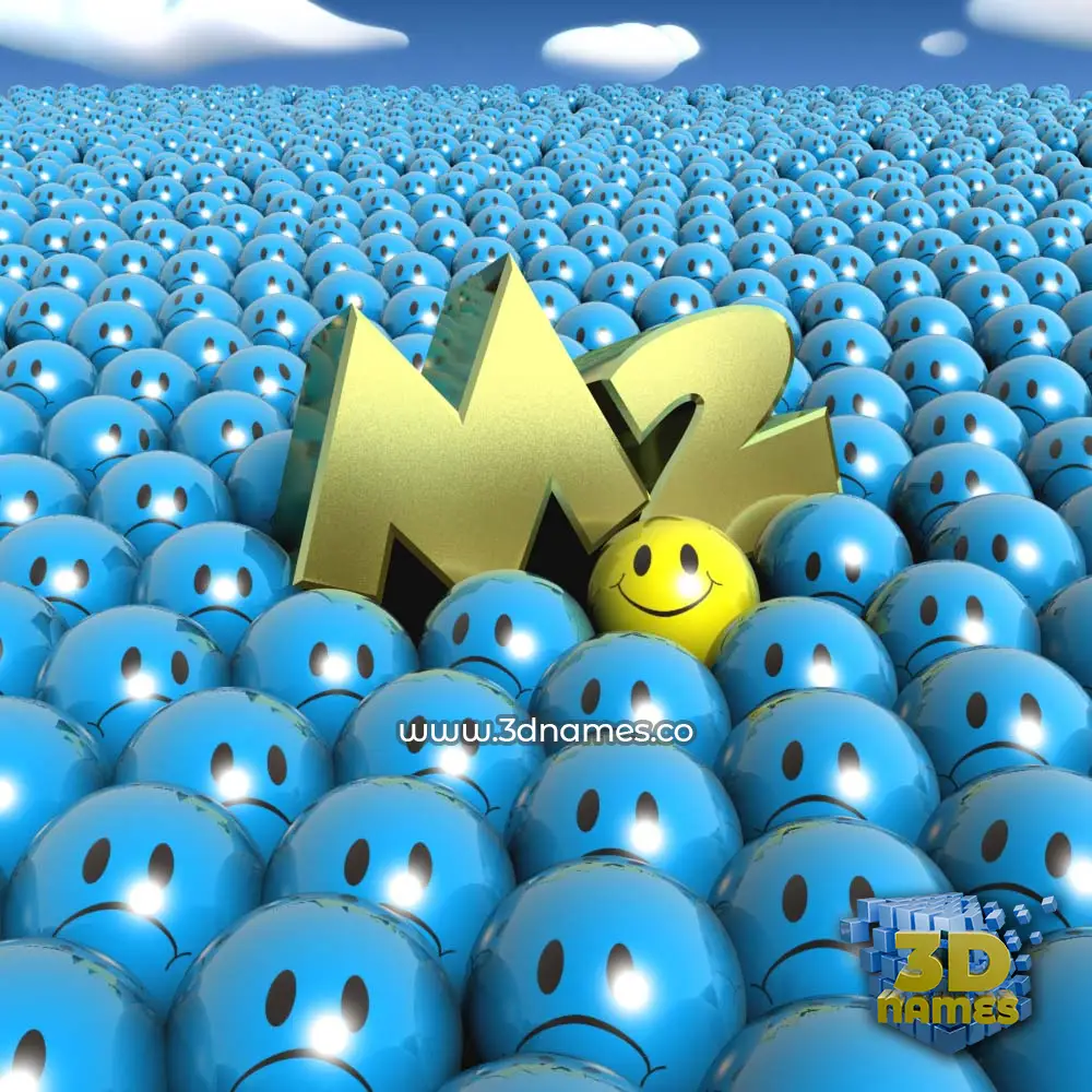 m2 in Special Smileys style - 3D name wallpaper