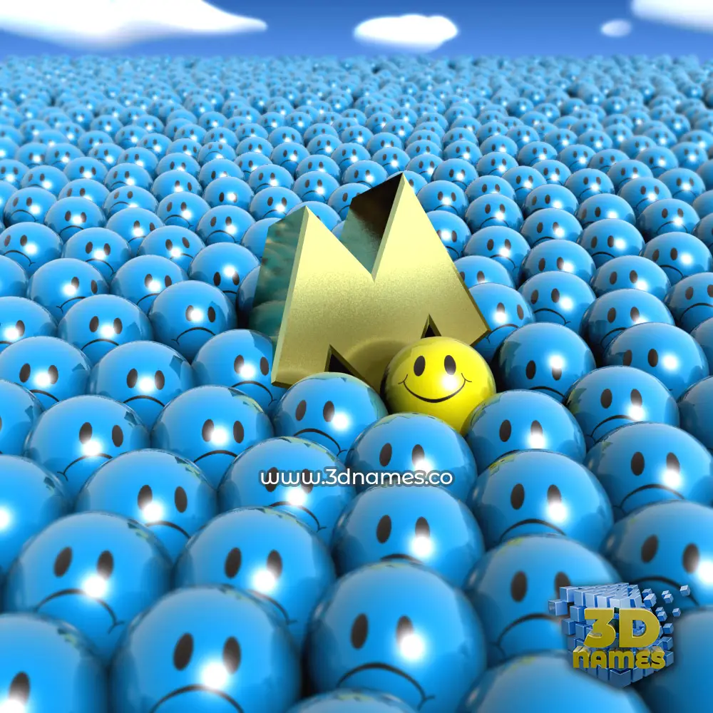 m in Special Smileys style - 3D name wallpaper