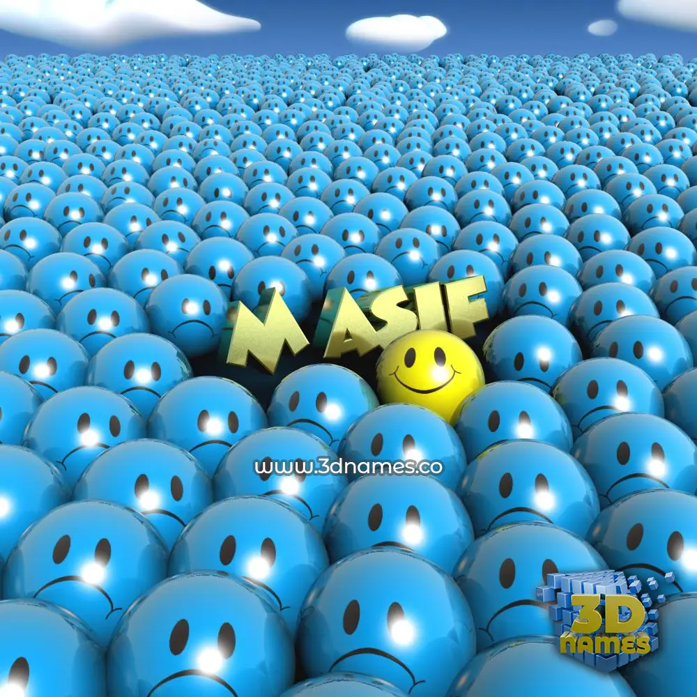 m asif in Special Smileys style - 3D name wallpaper