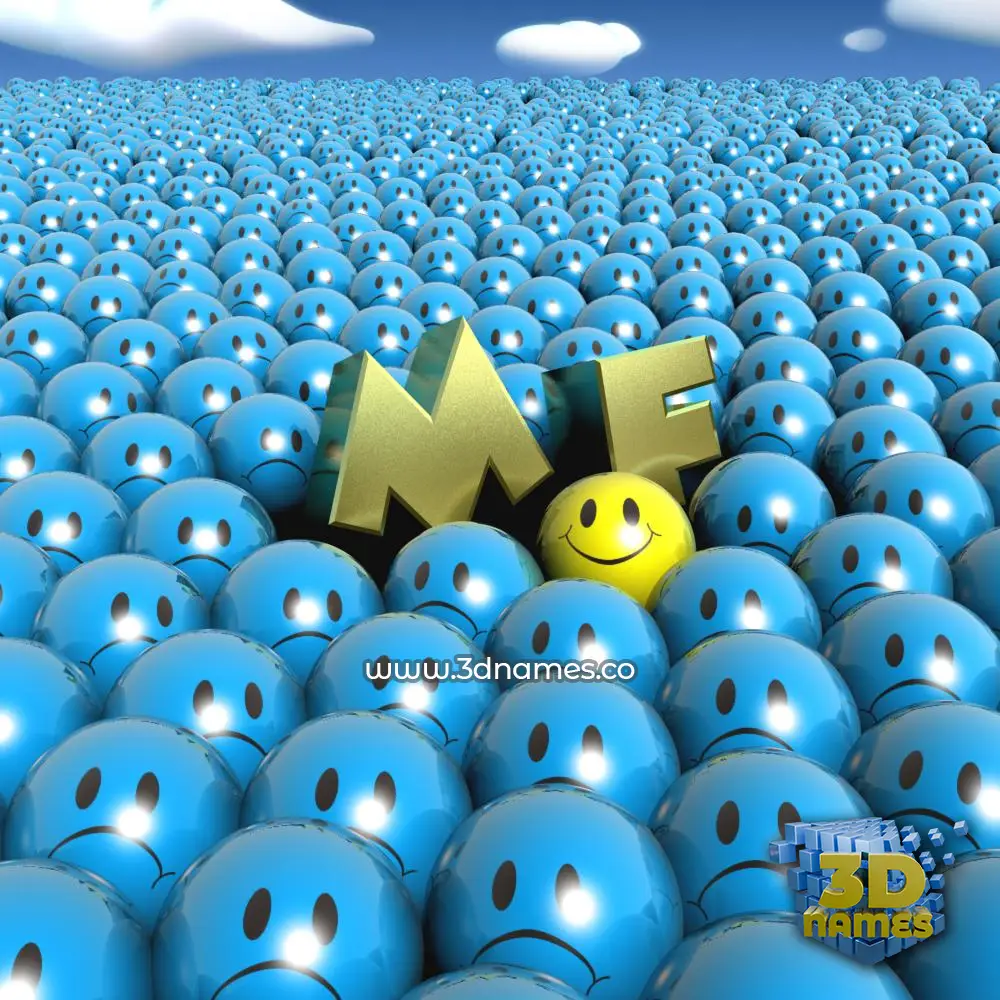 m f in Special Smileys style - 3D name wallpaper