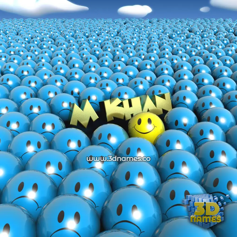 m khan in Special Smileys style - 3D name wallpaper