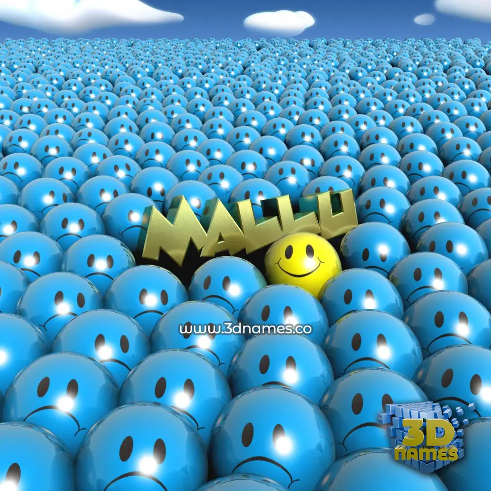 mallu in Special Smileys style - 3D name wallpaper