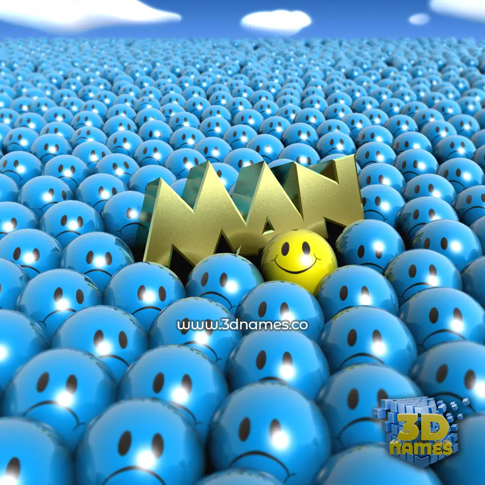 man in Special Smileys style - 3D name wallpaper