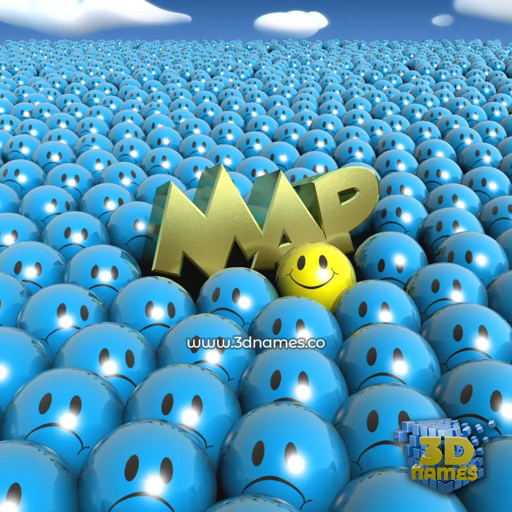 map in Special Smileys style - 3D name wallpaper