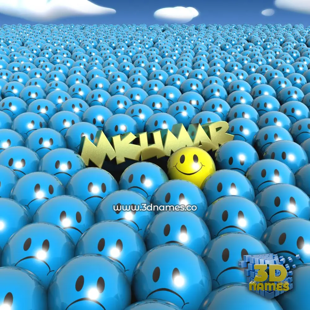 mkumar in Special Smileys style - 3D name wallpaper