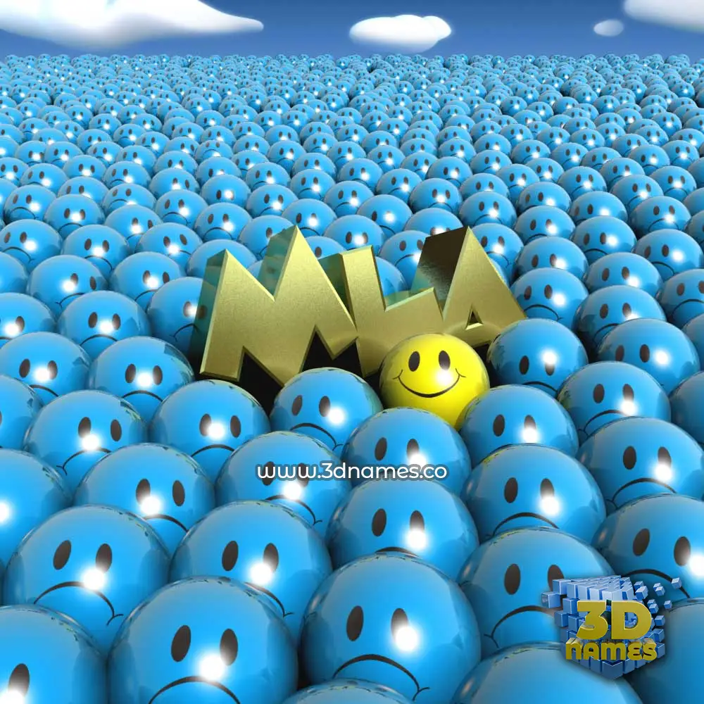 mla in Special Smileys style - 3D name wallpaper