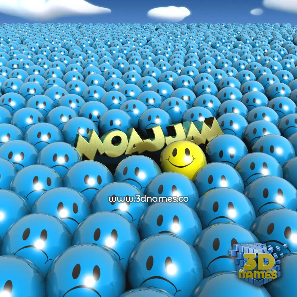 moajjam in Special Smileys style - 3D name wallpaper
