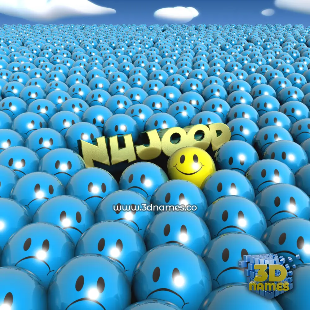nujood in Special Smileys style - 3D name wallpaper