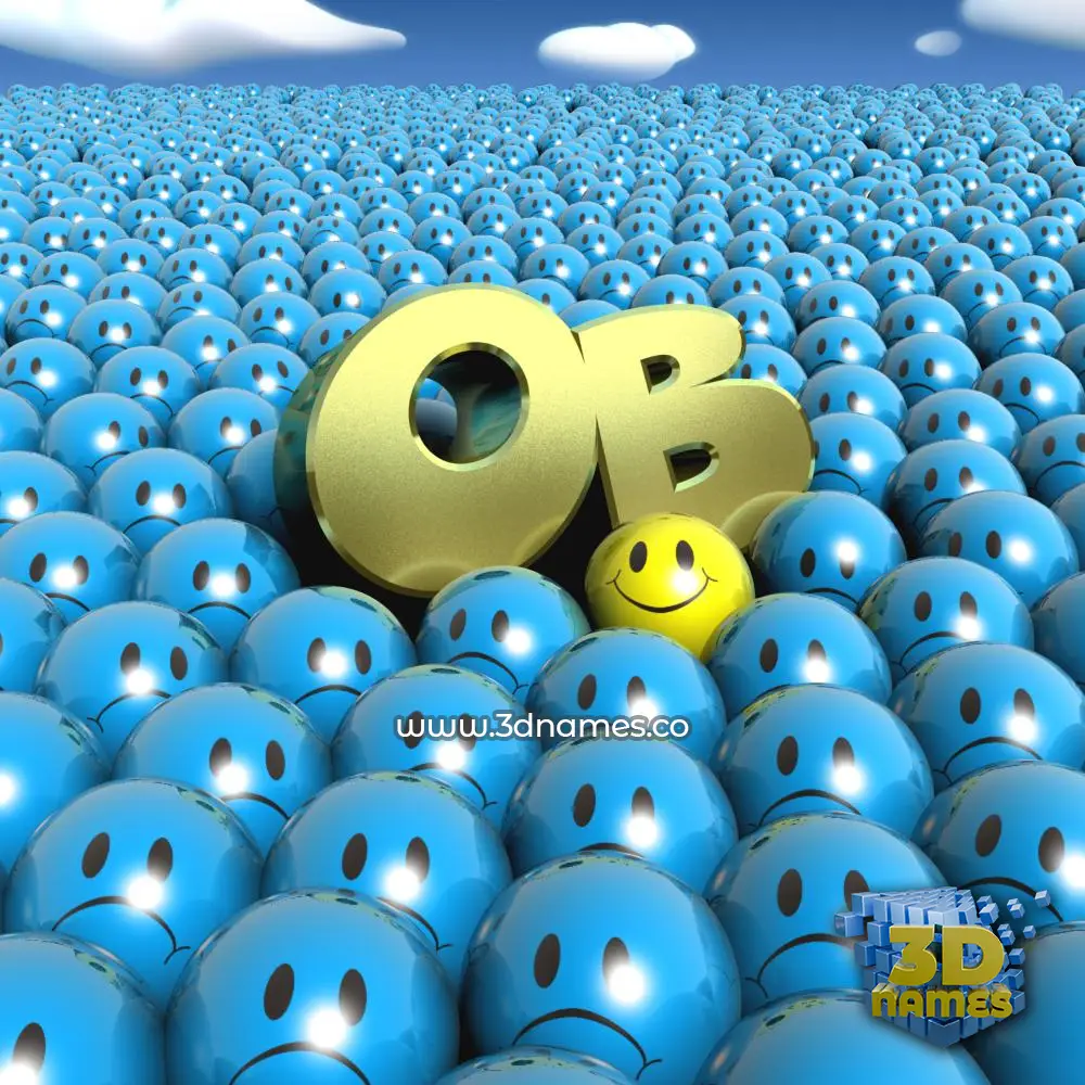 ob in Special Smileys style - 3D name wallpaper