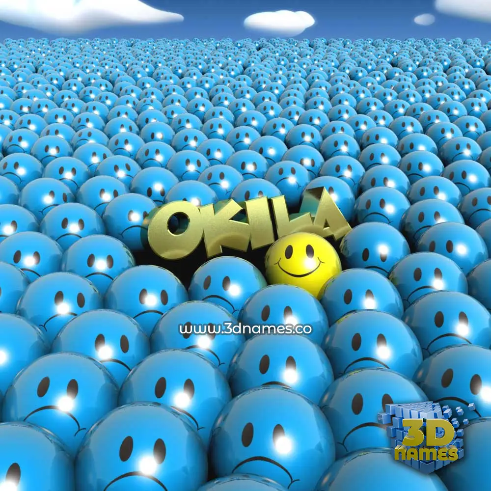 okila in Special Smileys style - 3D name wallpaper