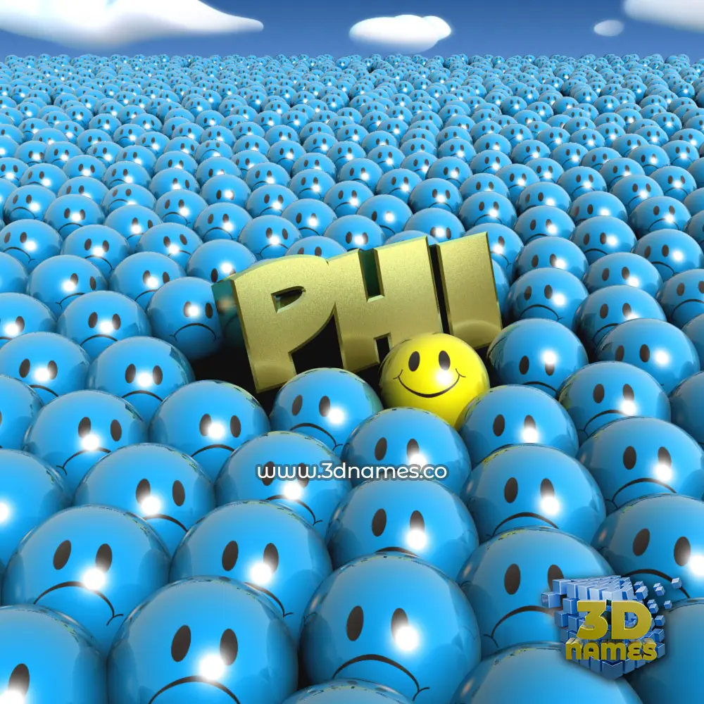 phi in Special Smileys style - 3D name wallpaper