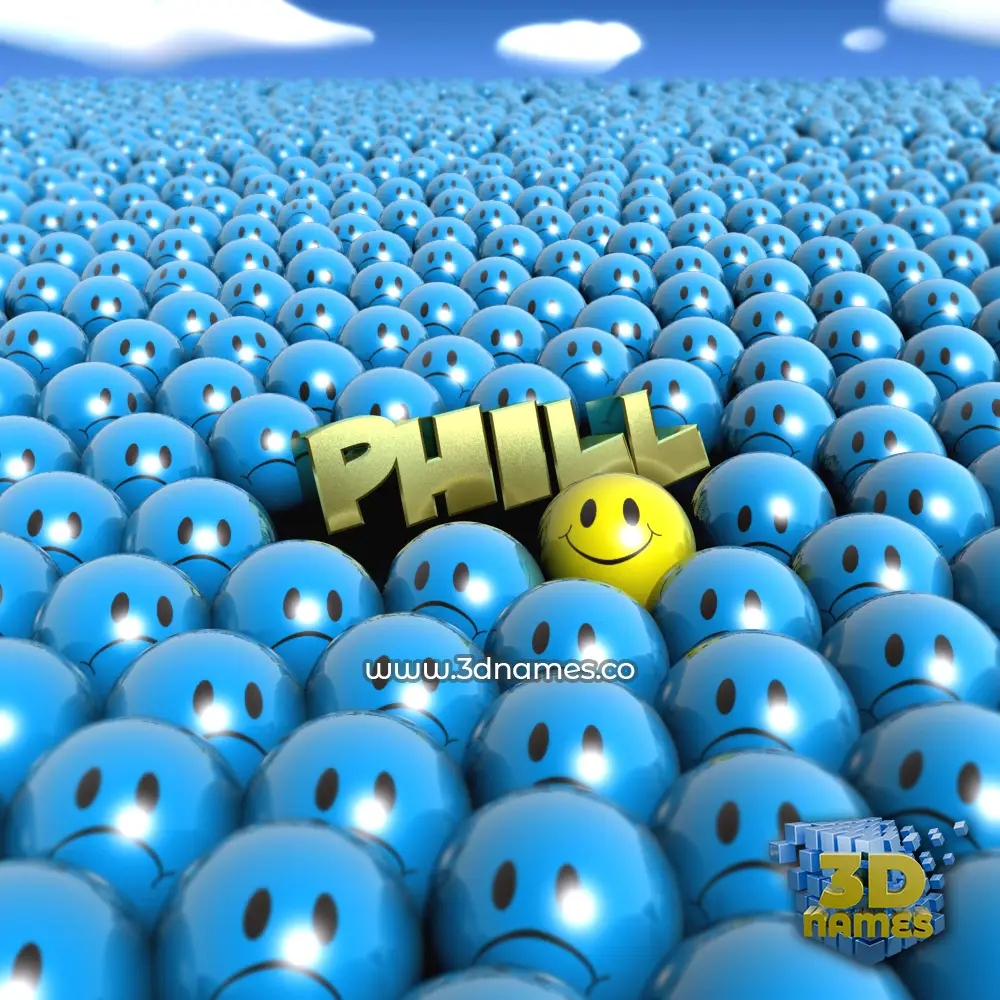 phill in Special Smileys style - 3D name wallpaper