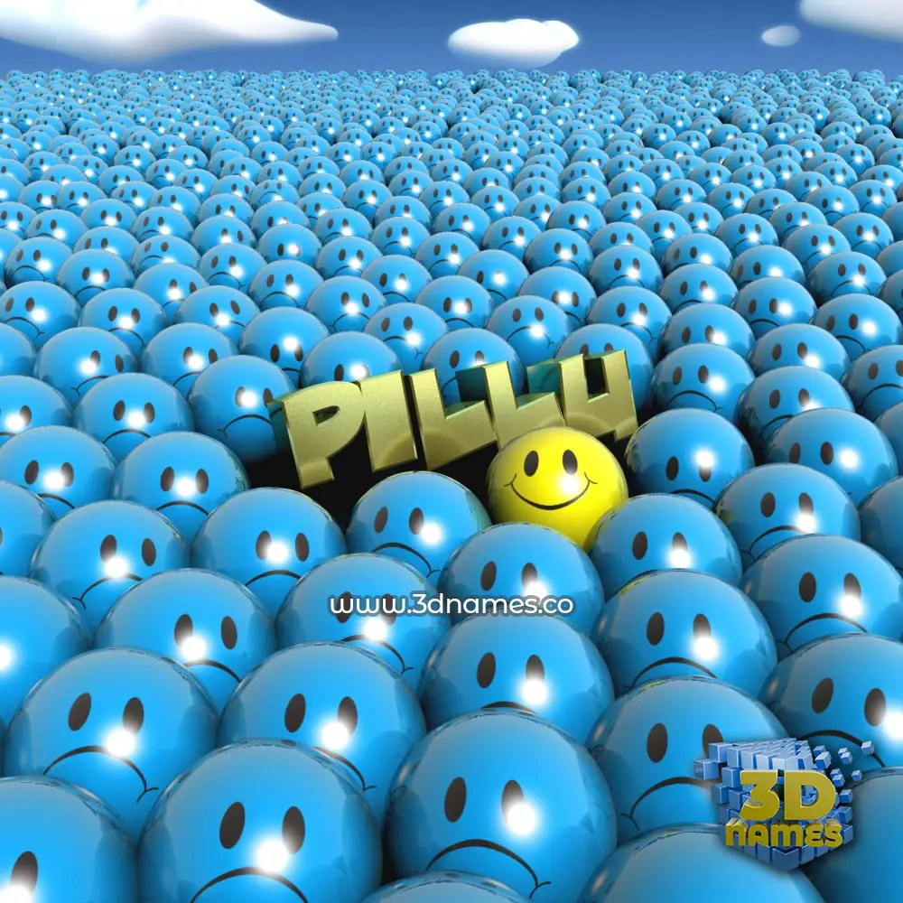 pillu in Special Smileys style - 3D name wallpaper