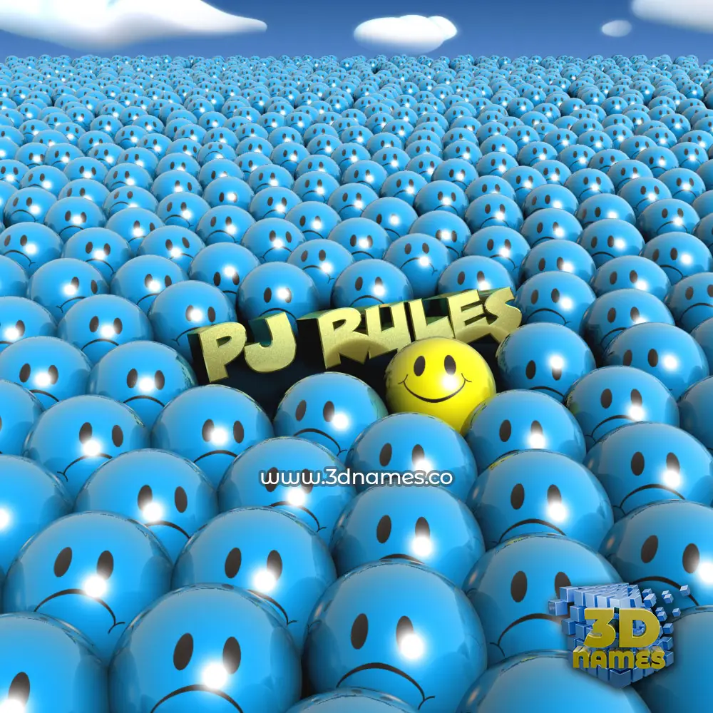 pj rules in Special Smileys style - 3D name wallpaper