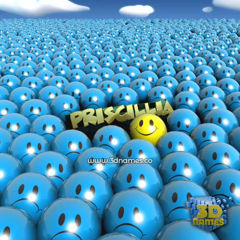 priscillia in Special Smileys style - 3D name wallpaper