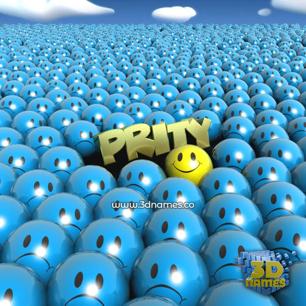 prity in Special Smileys style - 3D name wallpaper