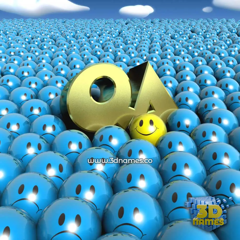 qa in Special Smileys style - 3D name wallpaper