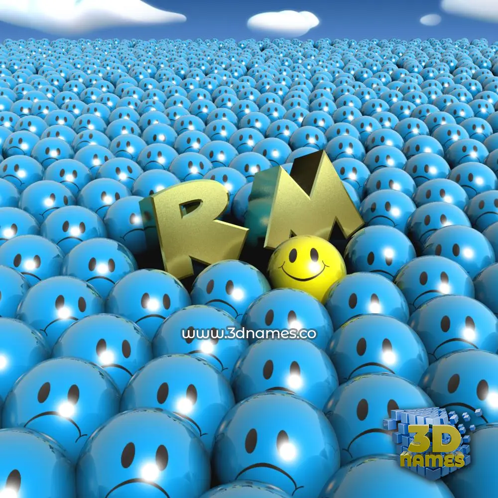 r m in Special Smileys style - 3D name wallpaper