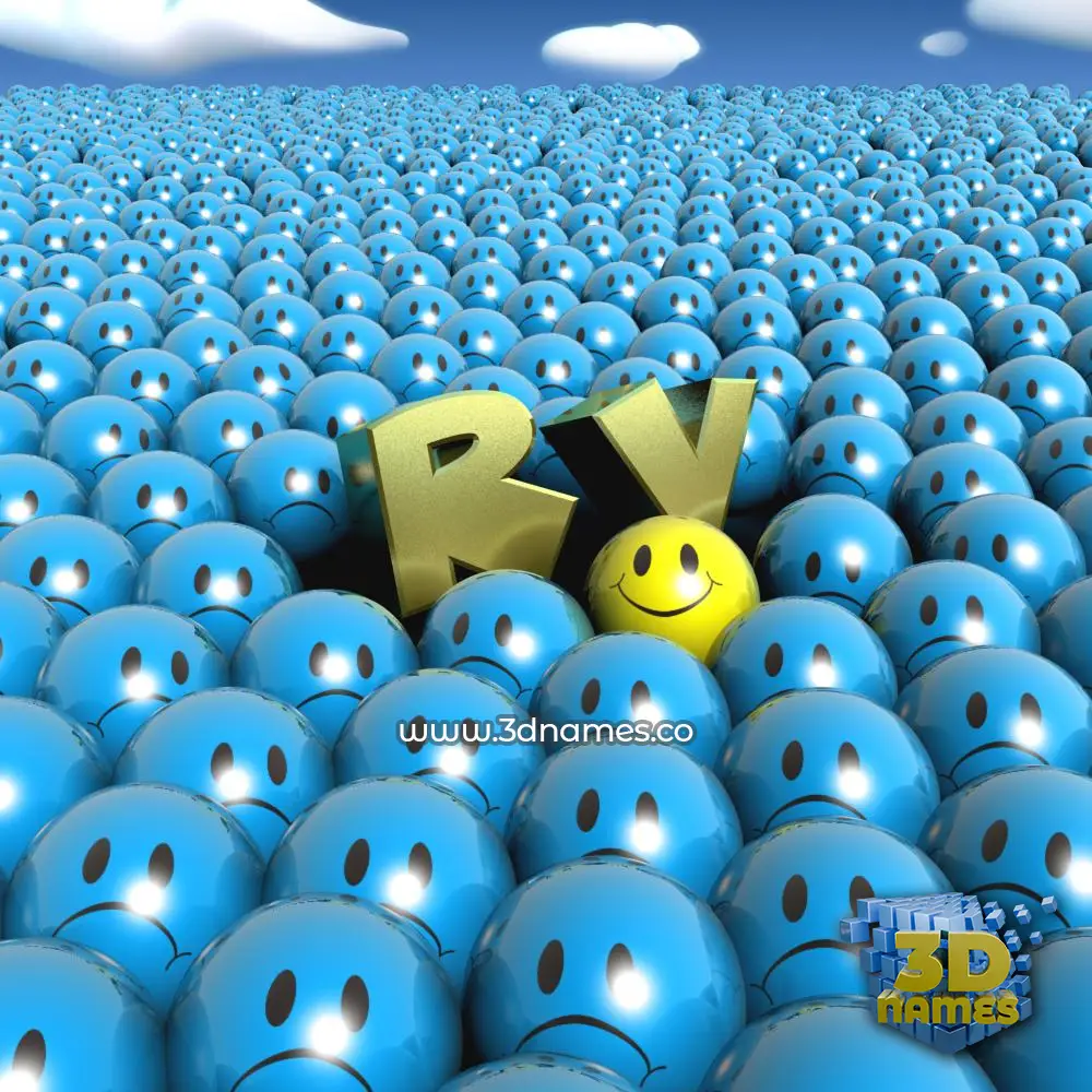 r v in Special Smileys style - 3D name wallpaper