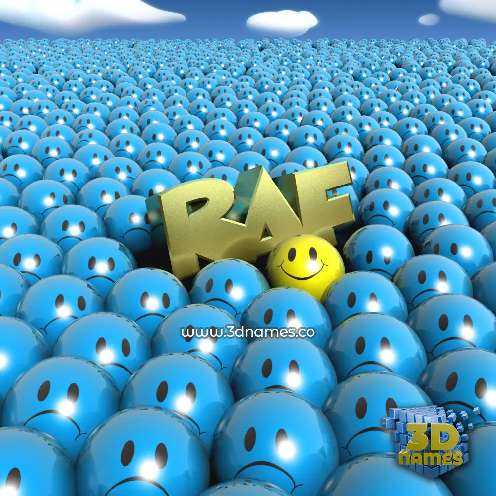 raf in Special Smileys style - 3D name wallpaper