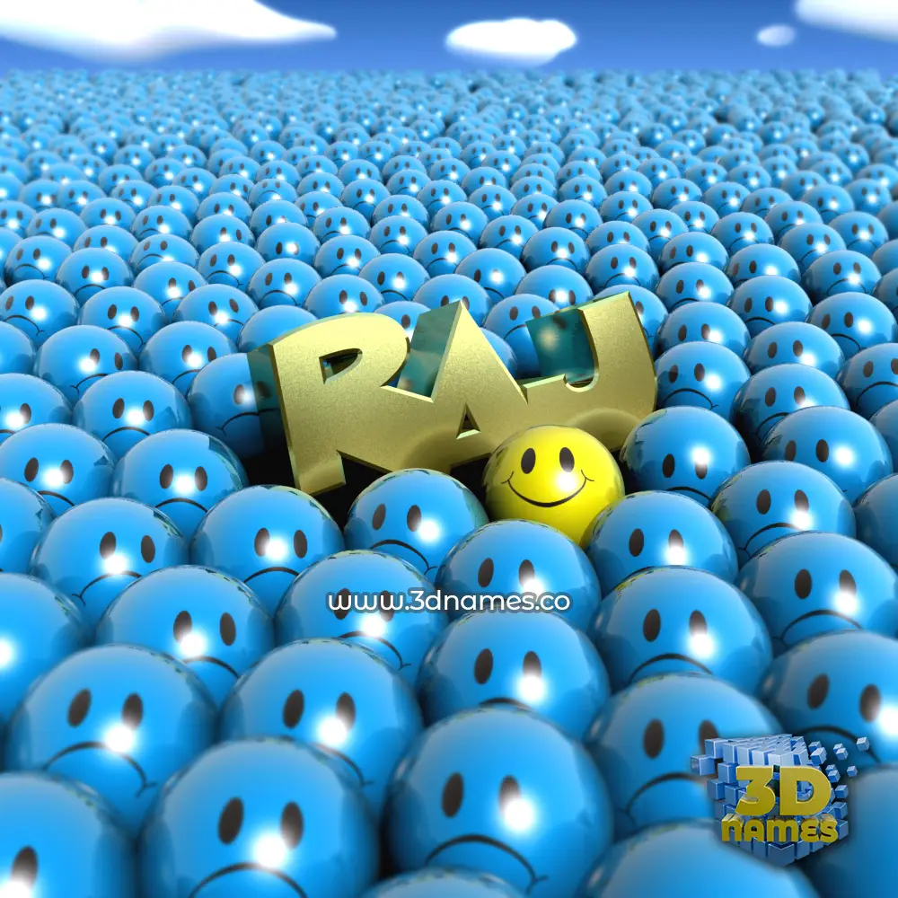 raj in Special Smileys style - 3D name wallpaper