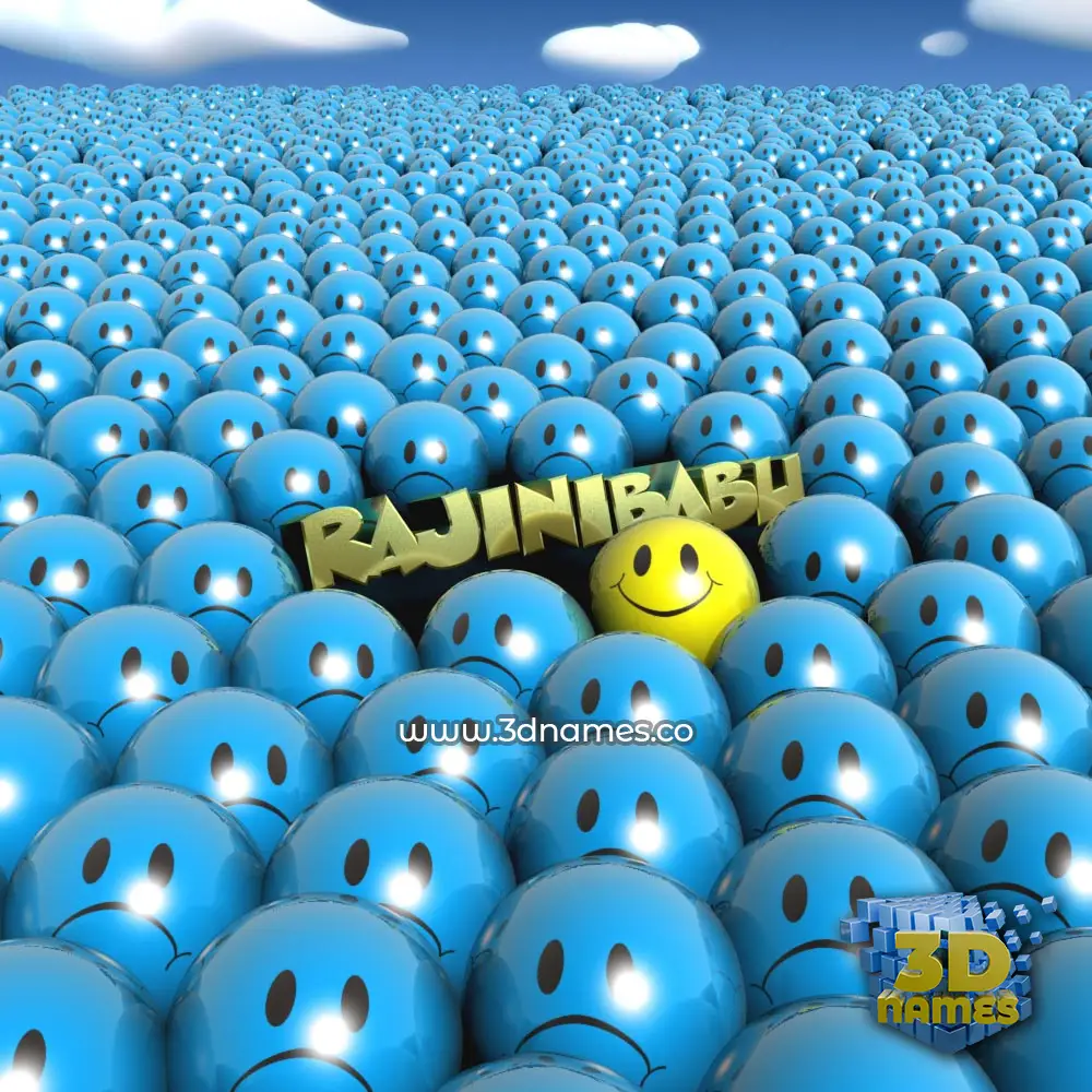 rajinibabu in Special Smileys style - 3D name wallpaper