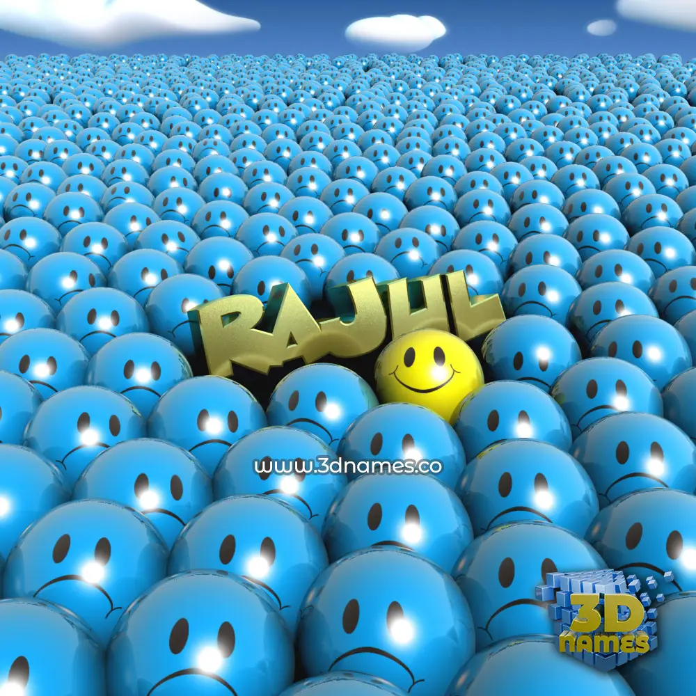 rajul in Special Smileys style - 3D name wallpaper